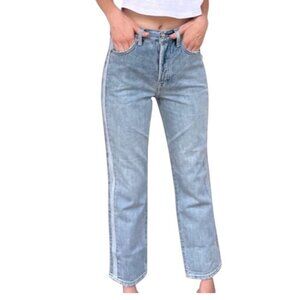 Pistola Charlie high rise ankle straight button fly double denim panels size 27